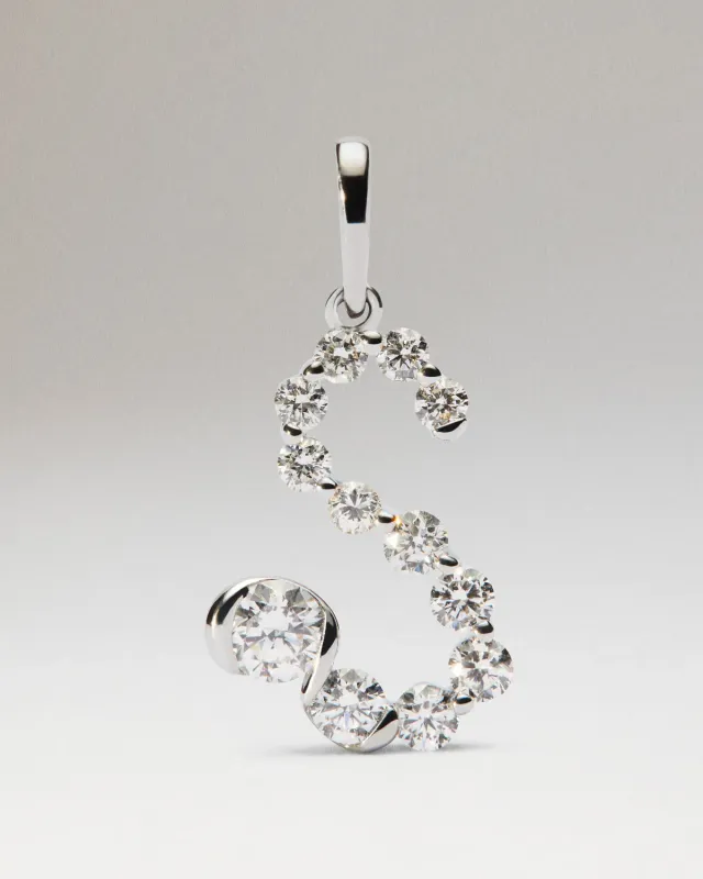 PDPAOLA initiale S pendentif diamants or blanc