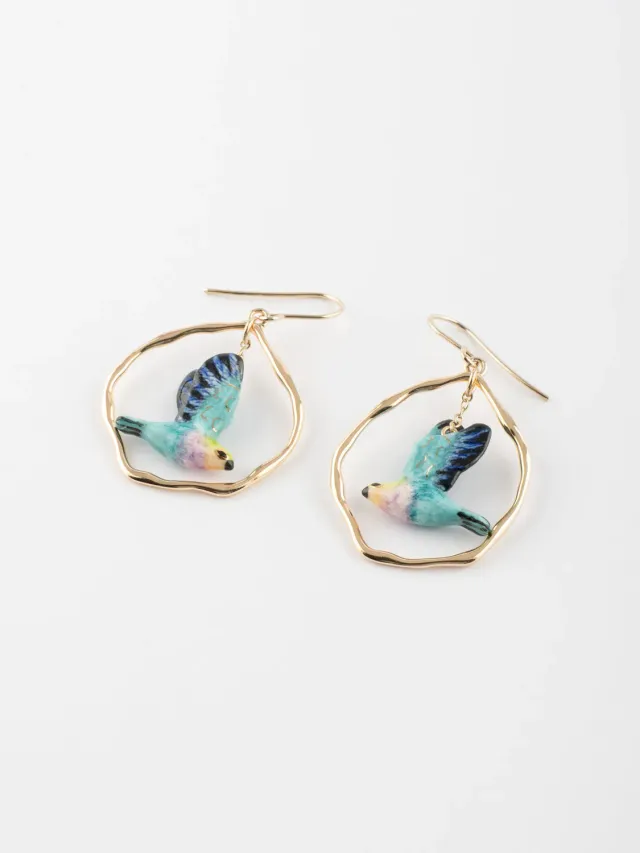 Nach Oiseau Volant boucles d'oreilles bleues 4,7 cm