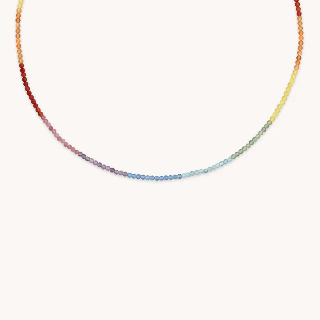 Astrid & Miyu Junior Rainbow Gemstone collier or blanc 9k