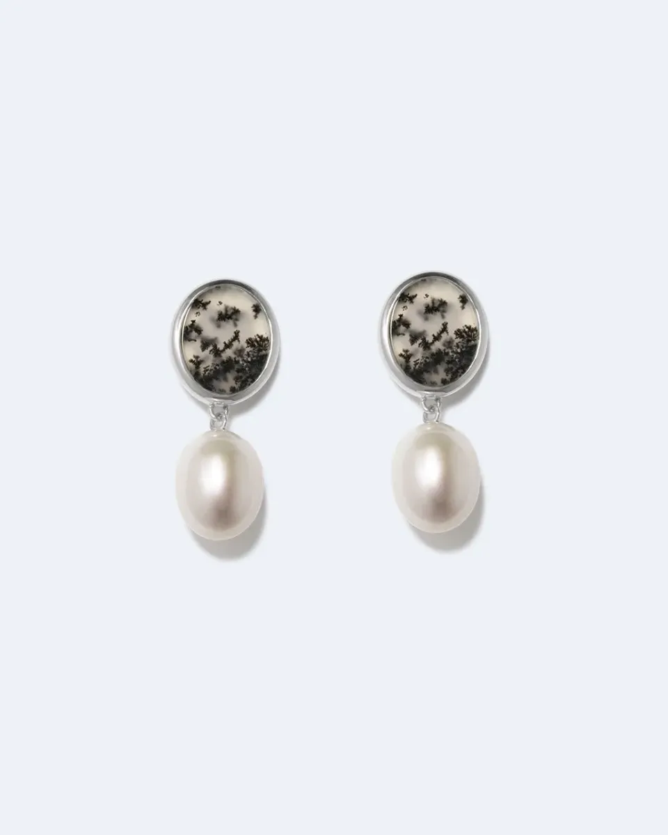 Completedworks Heath boucles d'oreilles perle agate argent