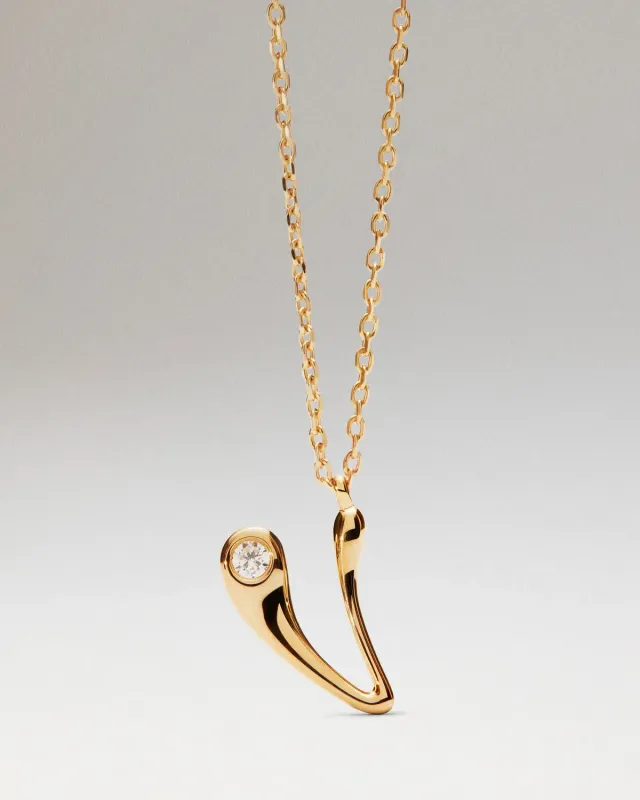 PDPAOLA Initial V collier pendentif lettre plaqué or