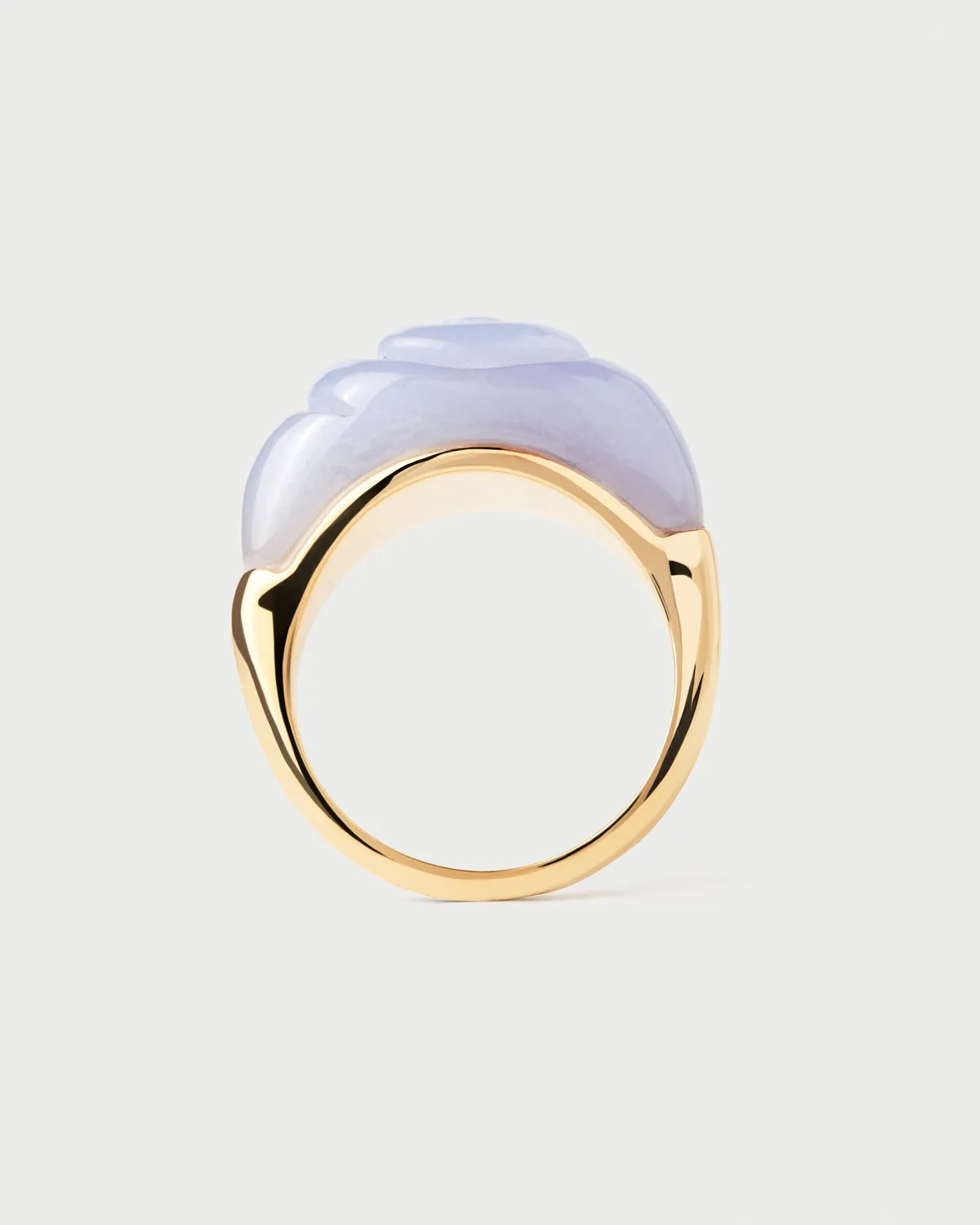 PDPAOLA Aqua Shell bague agate bleue