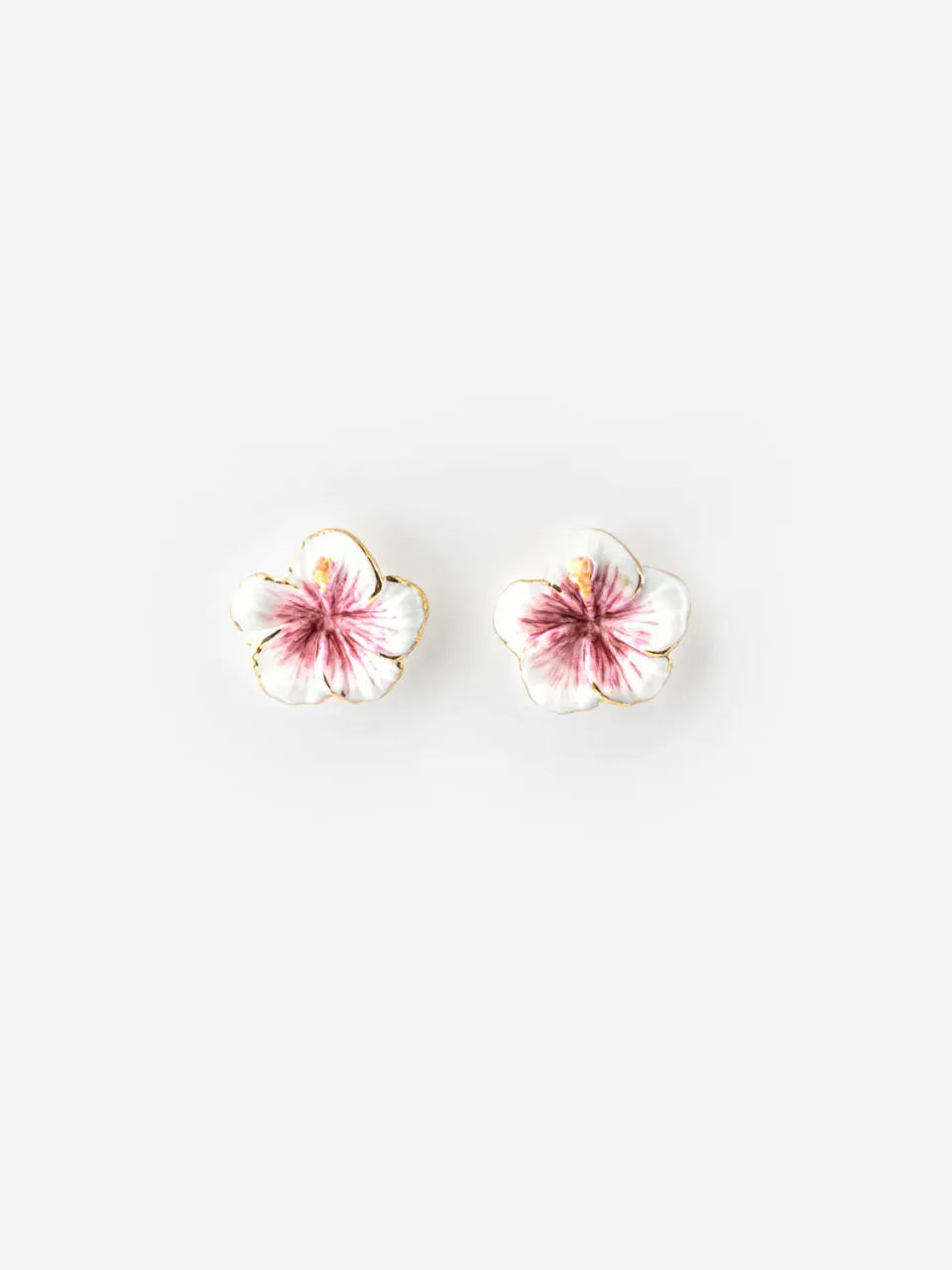 Nach Bijoux hibiscus boucles d'oreilles fleurs porcelaine rose