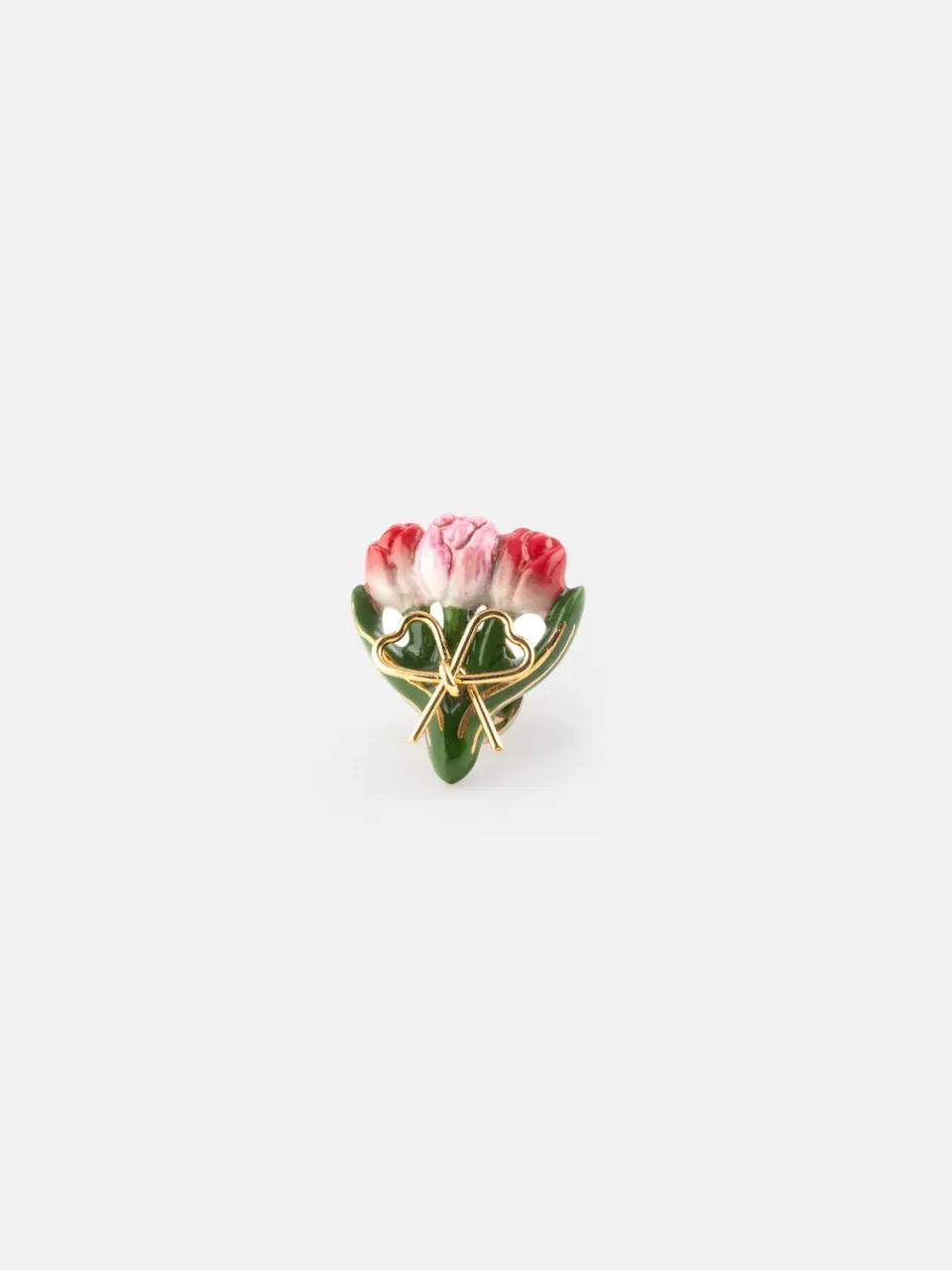 Nach Bijoux Bouquet de tulipes pin’s porcelaine peinte main 25 mm