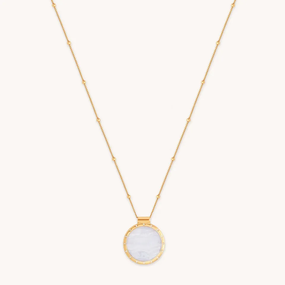 Astrid & Miyu Blue Lace Agate collier pendentif or