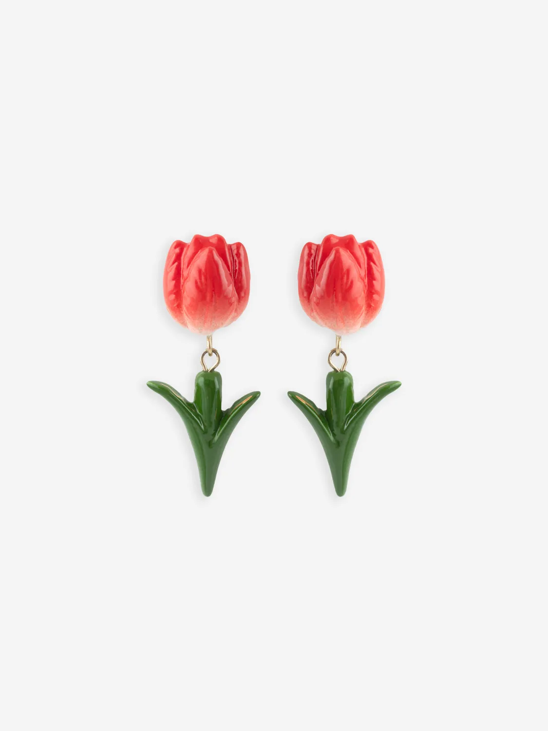Nach Bijoux Tulipe boucles d'oreilles pendantes porcelaine peinte