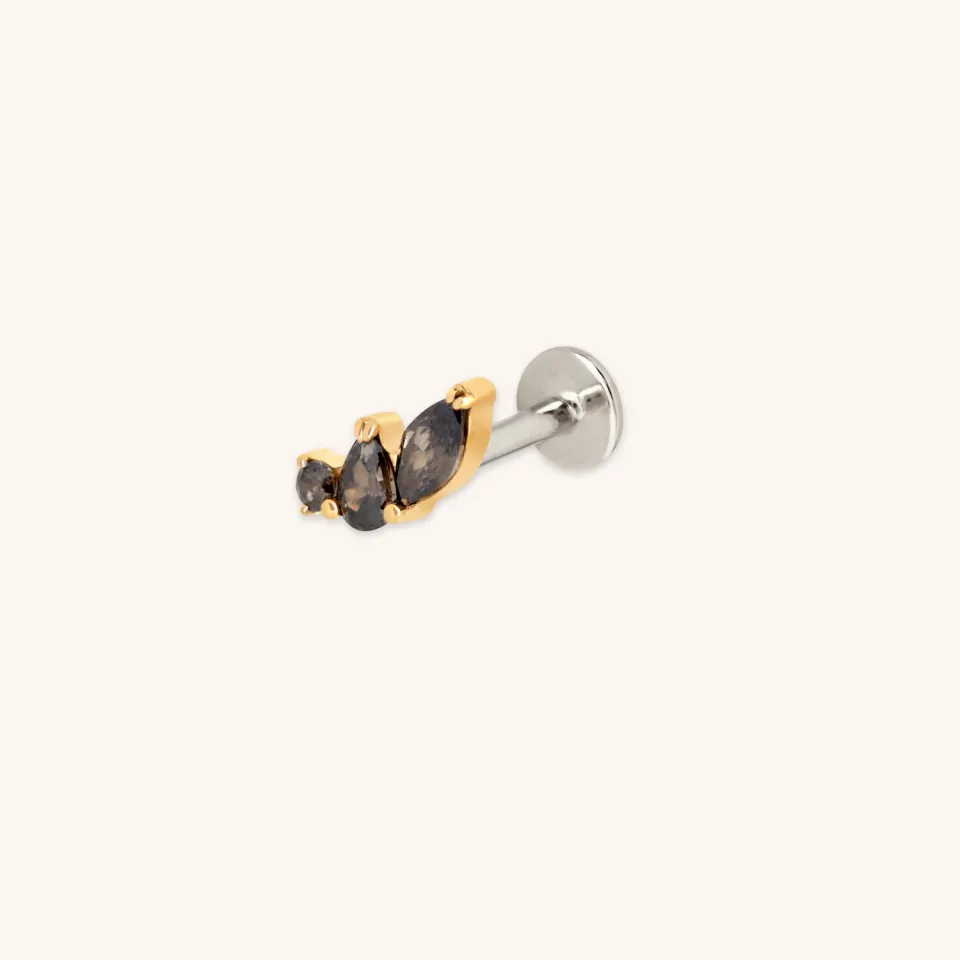 Astrid & Miyu Black Cluster piercing titane doré noir