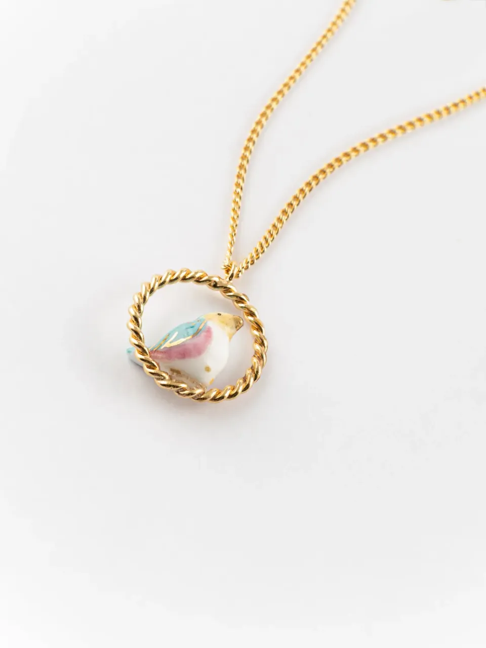 Nach Bijoux Le temps des récoltes collier oiseau perles 53 cm
