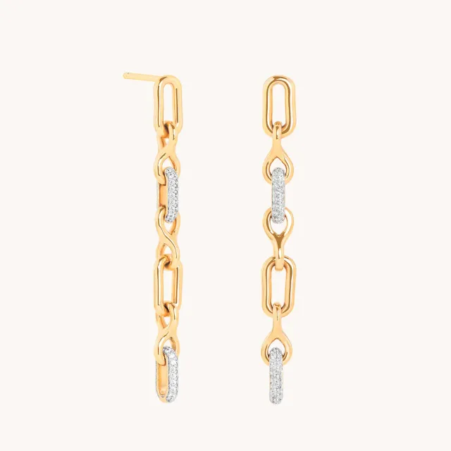 Astrid & Miyu Pavé Chain Link boucles pendantes doré