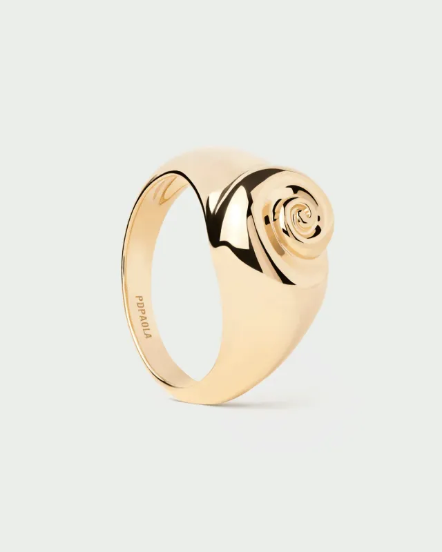 PDPAOLA Shell bague plaqué or 10,2 mm