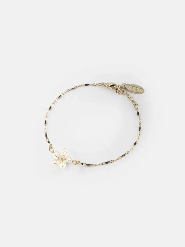 Nach Bijoux fleur blanches bracelet perles émaillées
