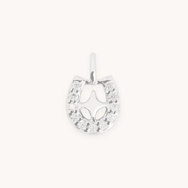 Astrid & Miyu Horseshoe Diamond Pavé charm or blanc 9k