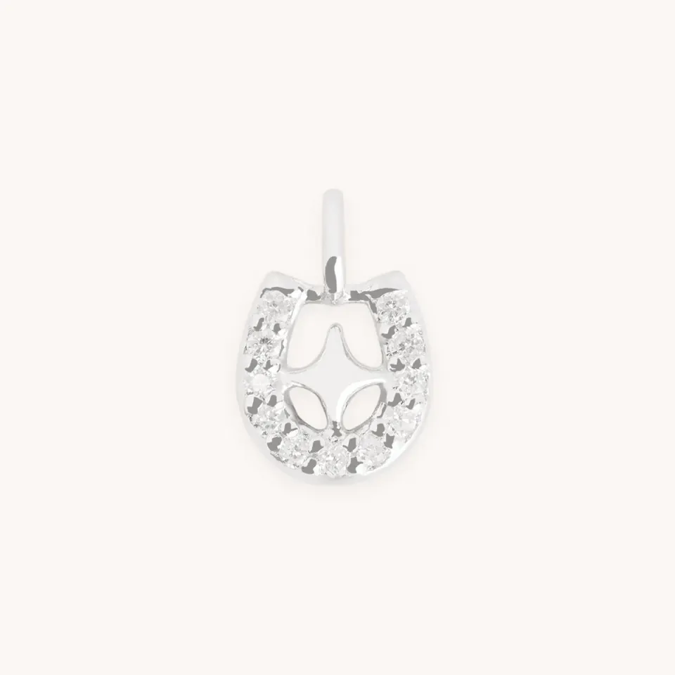 Astrid & Miyu Horseshoe Diamond Pavé charm or blanc 9k