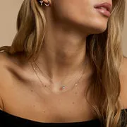 Astrid & Miyu Diamond Quartz collier pendentif or blanc massif