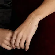 Astrid & Miyu Heart Double Chain bracelet or massif cœur