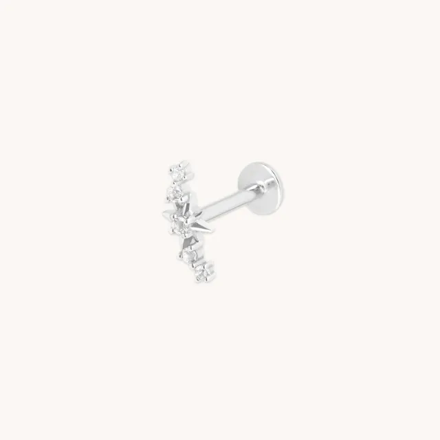 Astrid & Miyu Star Curved clou piercing or blanc massif