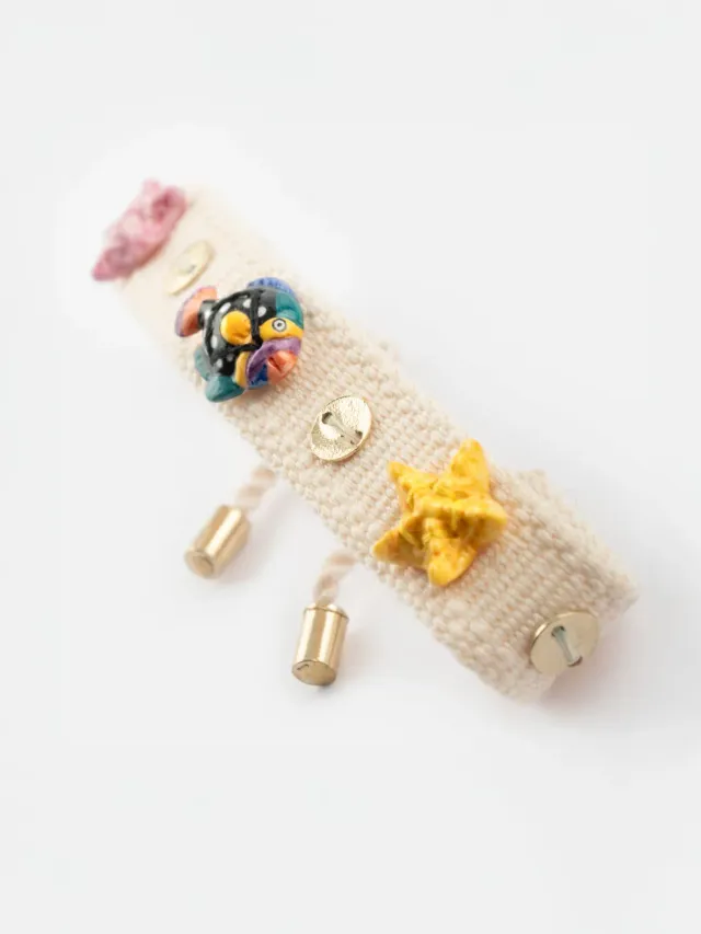 Nach Bijoux Aloha bracelet tressé beige à charms coton