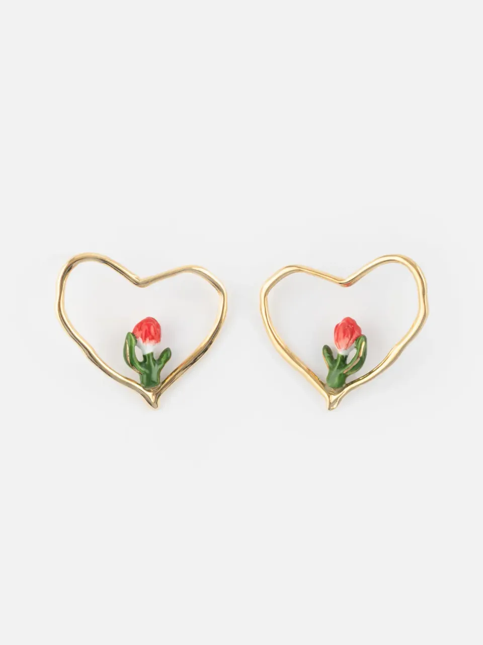 Nach Bijoux Cœur Tulipe boucles d'oreilles porcelaine dorée