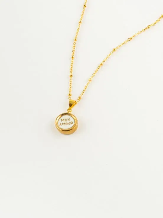 Nach Bijoux Mon Amour collier mots damour perles 46 cm