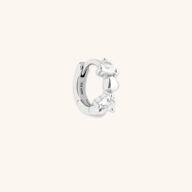 Astrid & Miyu Heart Crystal Hoop créoles cœur argenté
