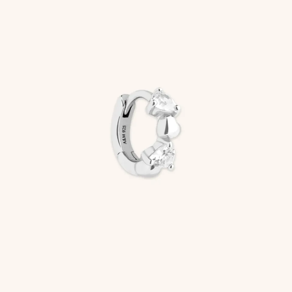 Astrid & Miyu Heart Crystal Hoop créoles cœur argenté