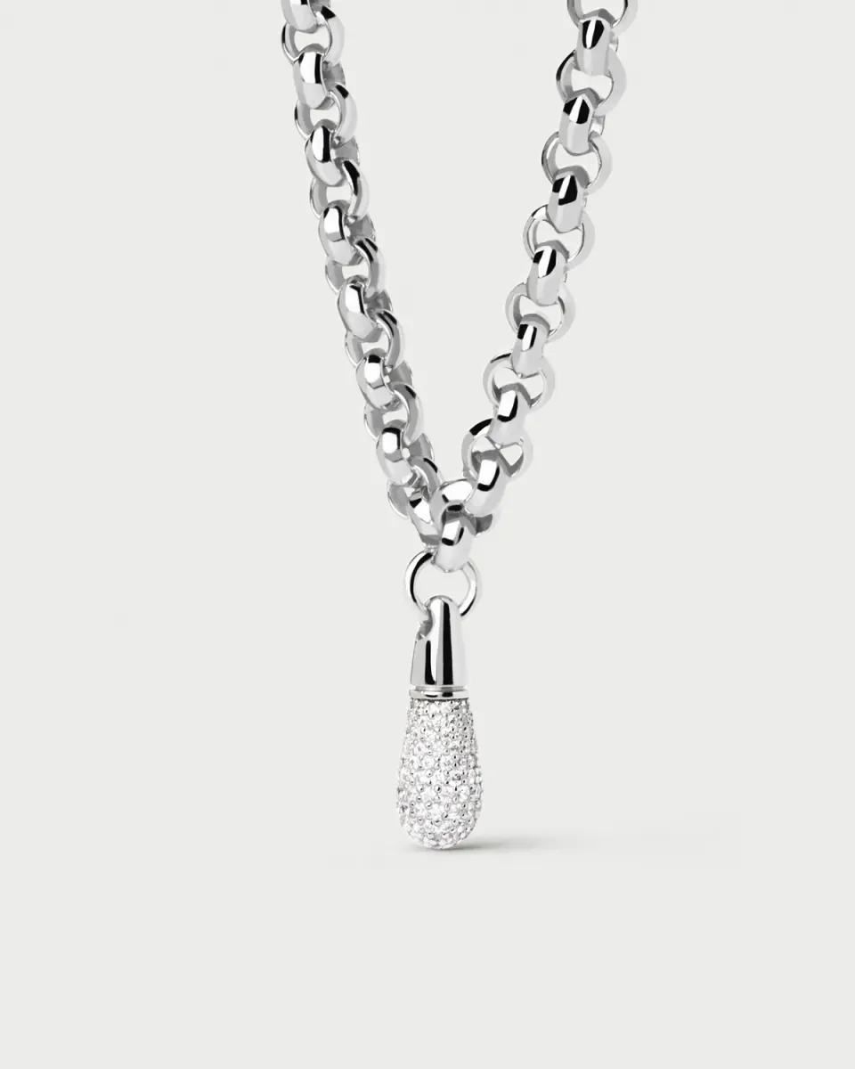 PDPAOLA Jazz collier chaîne argent zirconia 50 cm