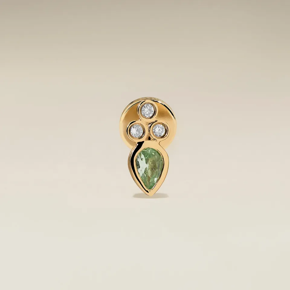 Astrid & Miyu Diamond & Green Sapphire Cluster piercing or