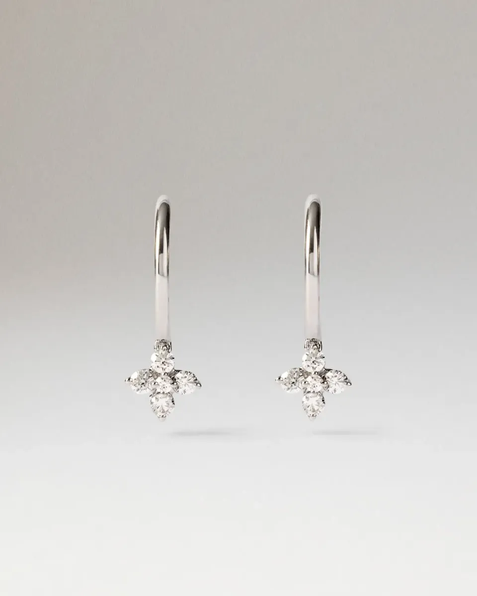 PDPAOLA Maggie créoles or blanc diamants 0,22 ct