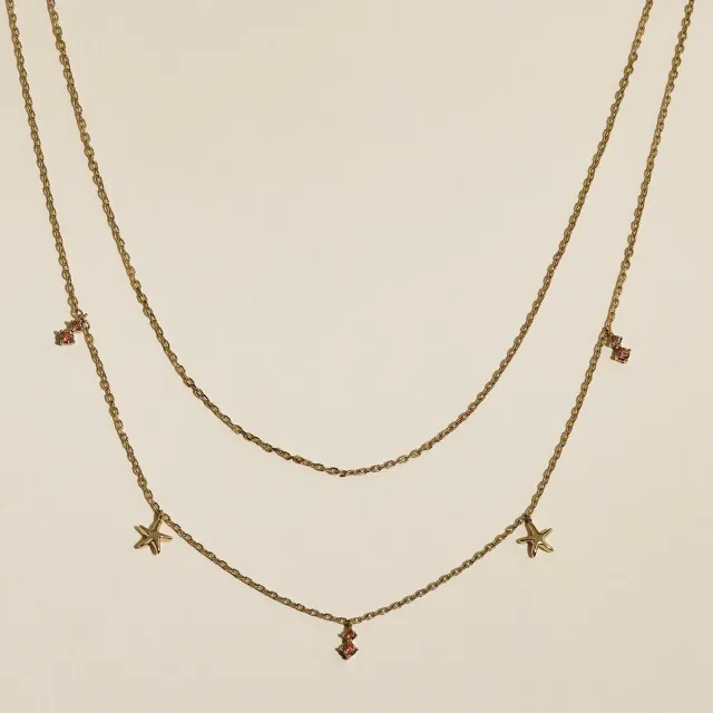 Astrid & Miyu Starfish Double Chain collier doré