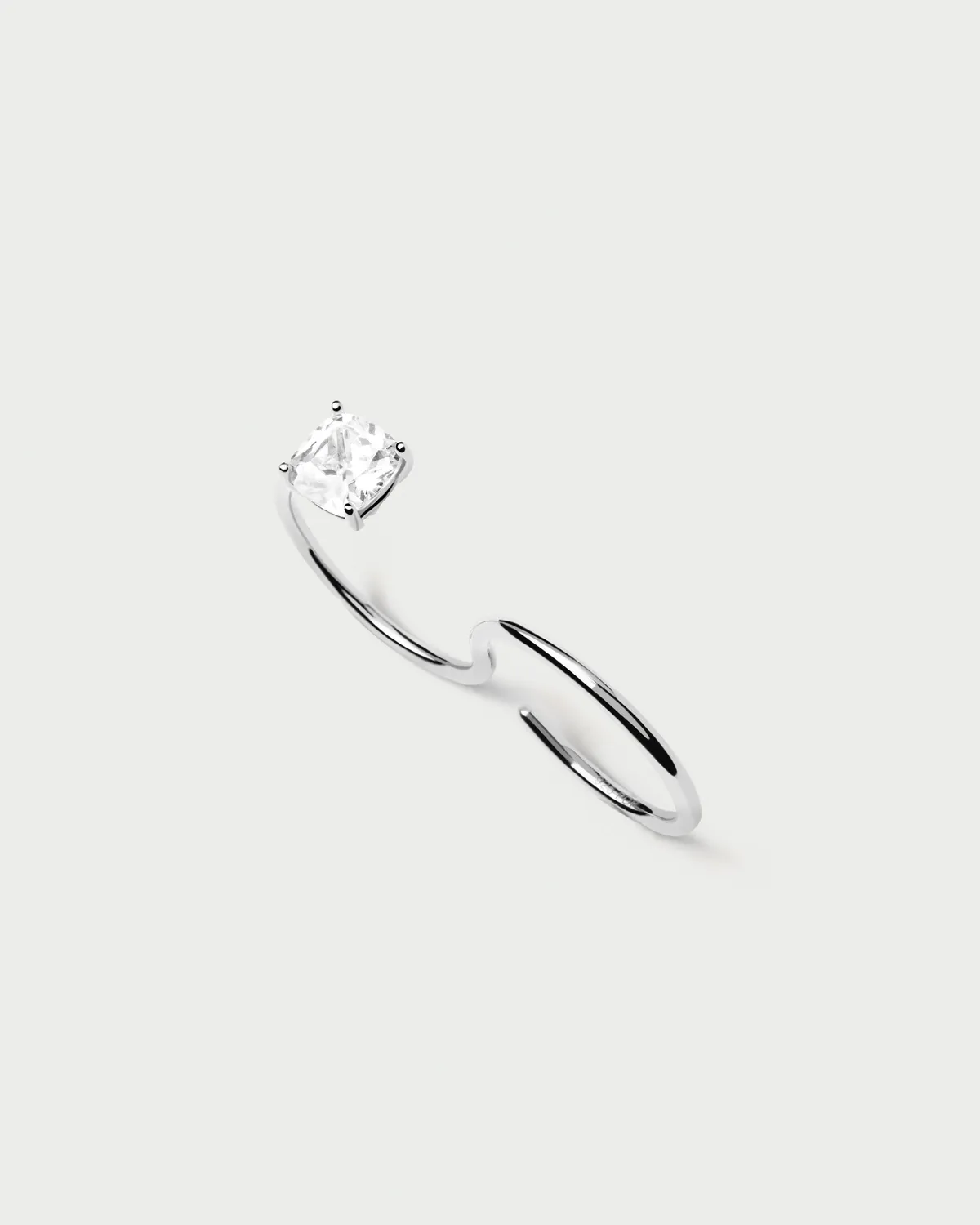 PDPAOLA Sofia bague deux doigts argent zirconia
