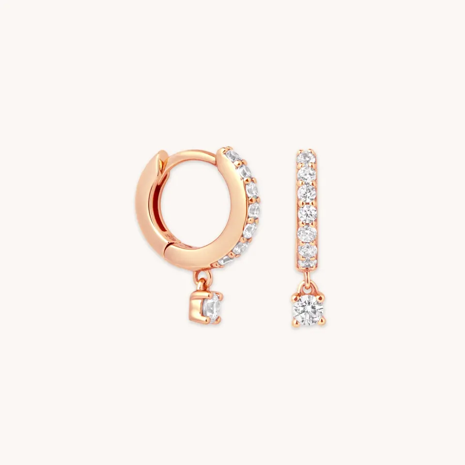 Astrid & Miyu Crystal créoles huggies or rose cristal