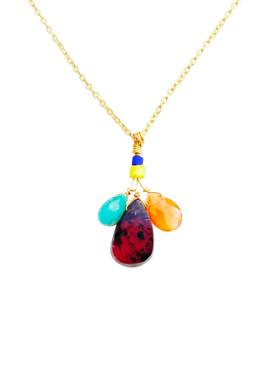 Le Fourbi de Capucine B21_28 collier laiton doré amazonite