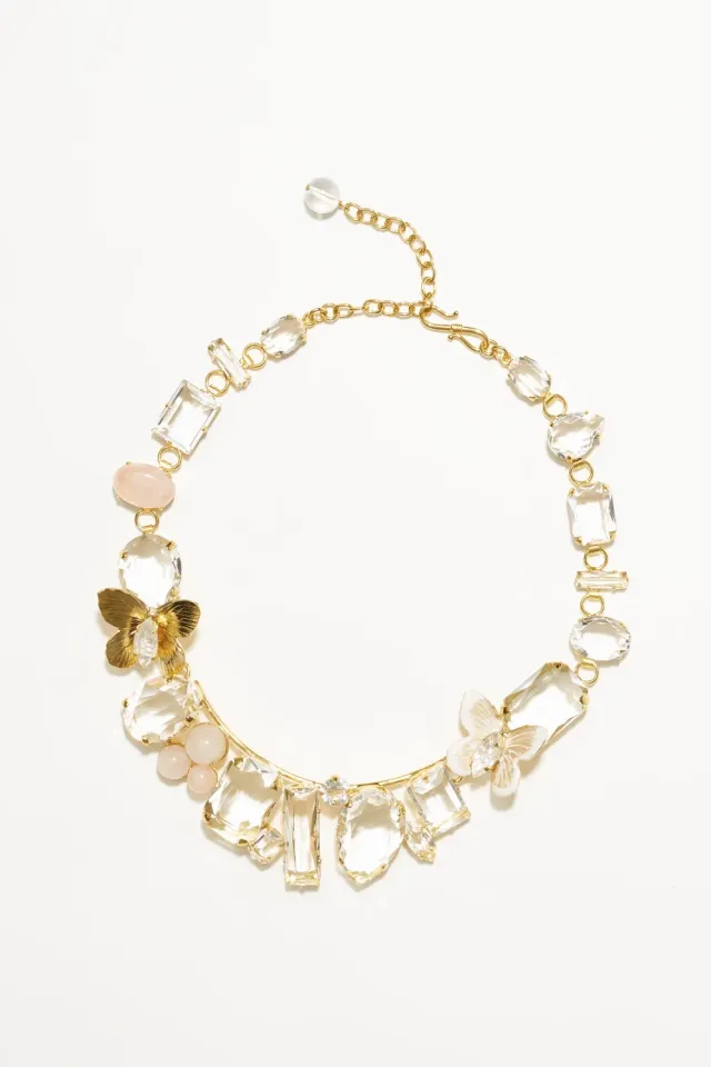 Philippe Ferrandis Fenice collier papillons quartz rose 50 cm