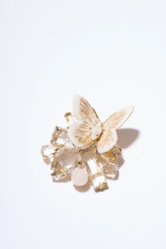 Philippe Ferrandis Fenice broche papillon quartz rose