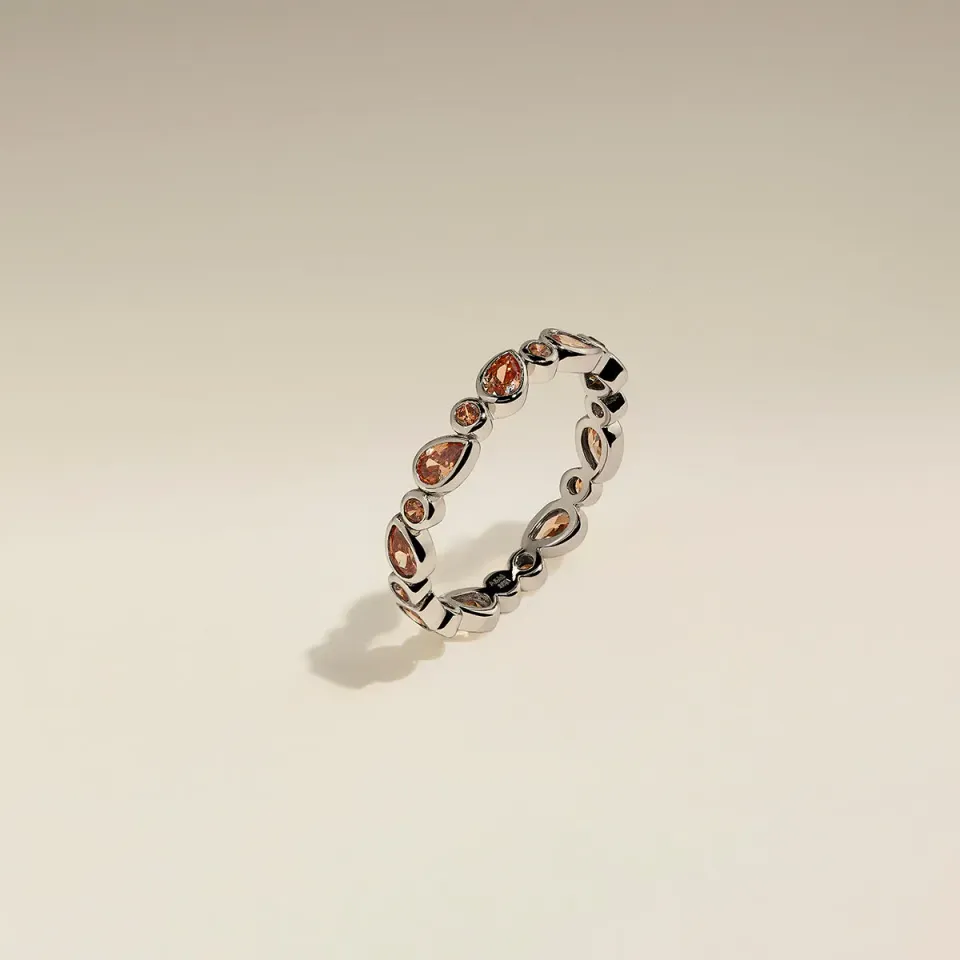 Astrid & Miyu Sunset Pear Band bague argent pierre poire
