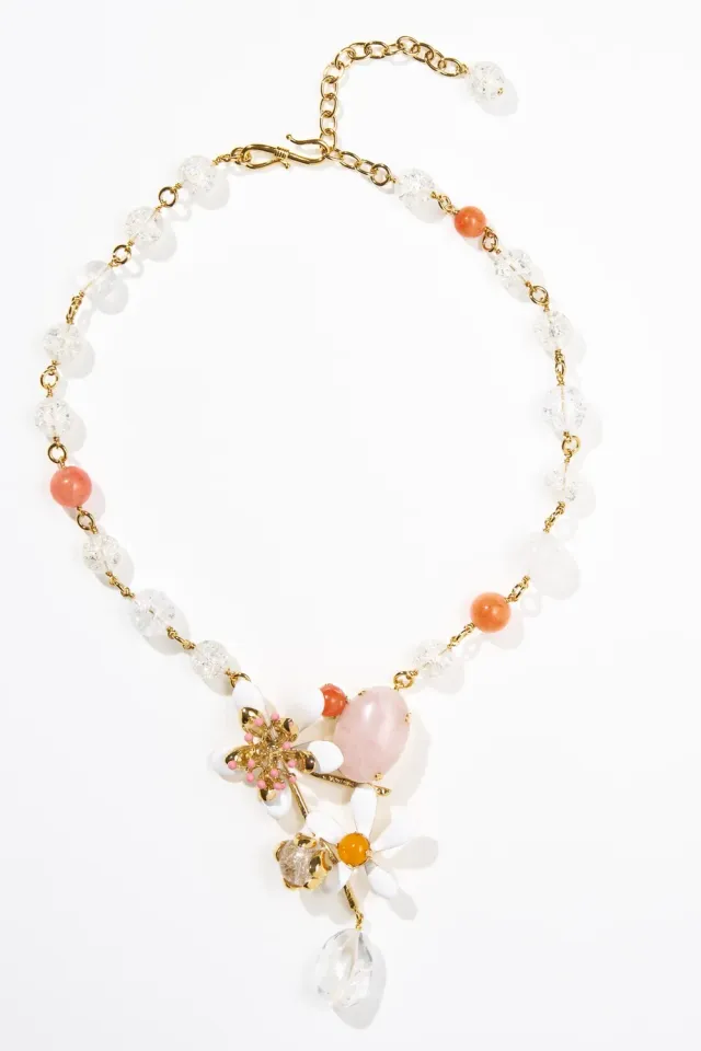 Philippe Ferrandis Neroli collier fleurs émail perles agate