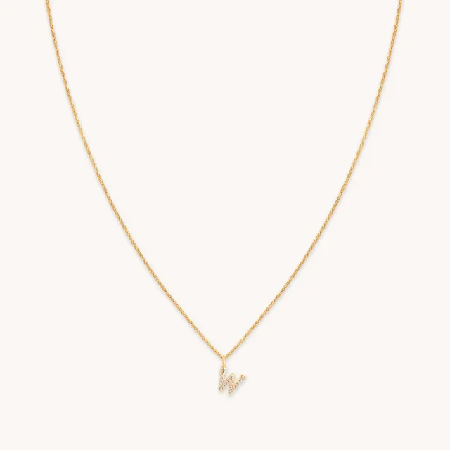 Astrid & Miyu W Initial Pavé collier initiale W doré