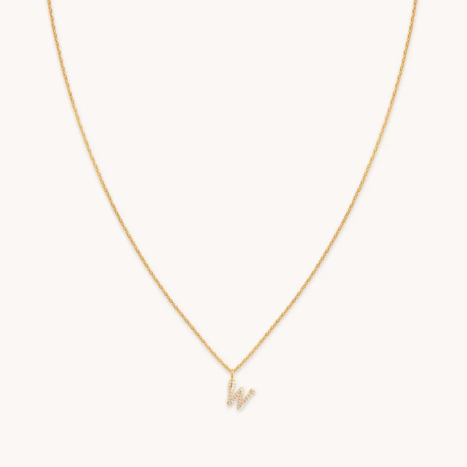 Astrid & Miyu W Initial Pavé collier initiale W doré