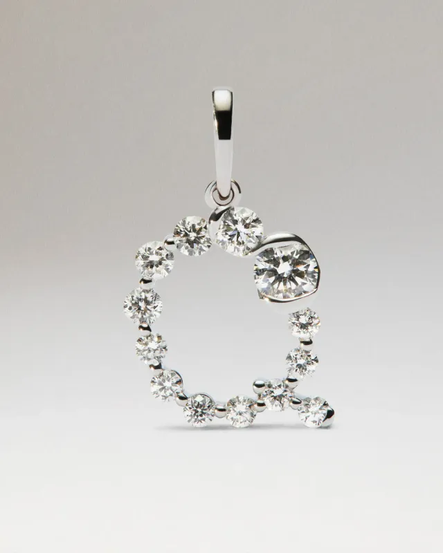 PDPAOLA Diamond Initials pendentif Q or blanc