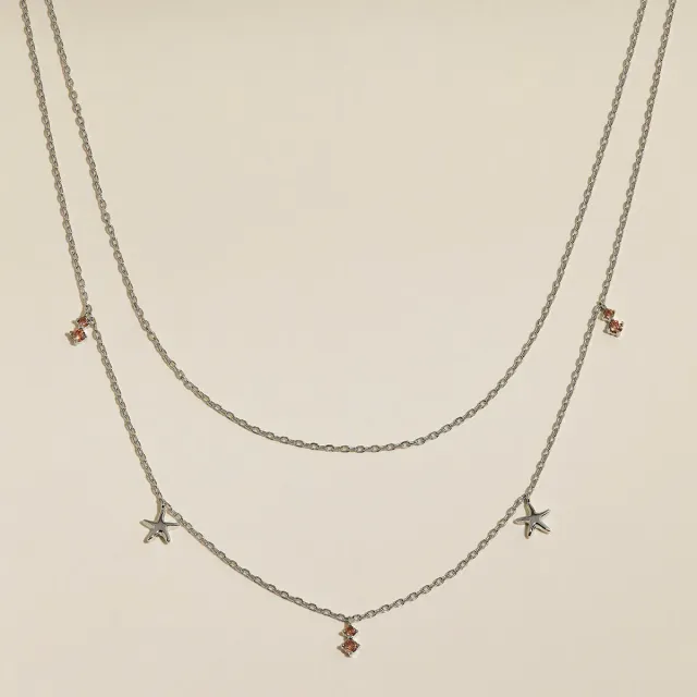 Astrid & Miyu Starfish Double Chain collier argent