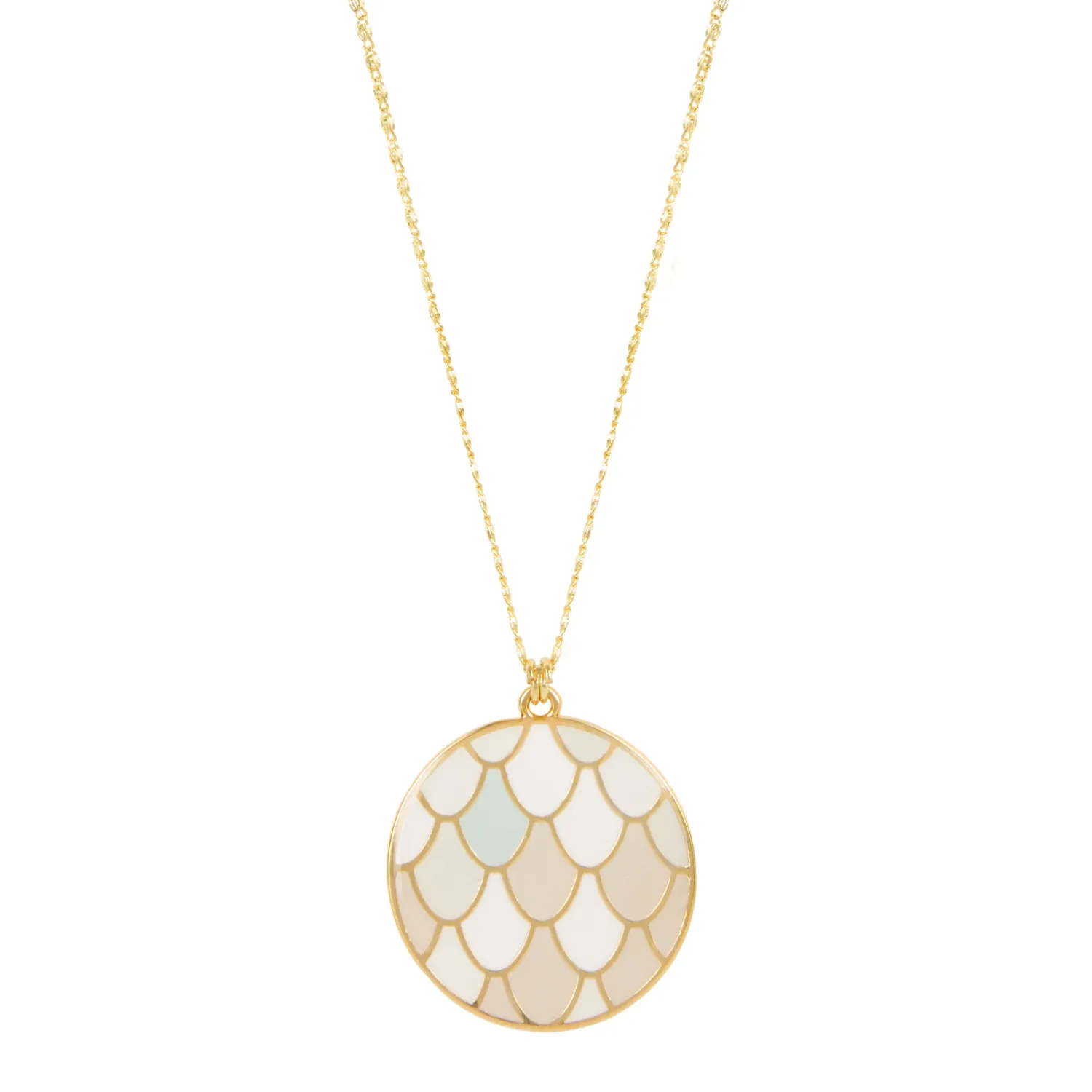 Nao de Paris Plumage sautoir doré médaille bleue 89 cm