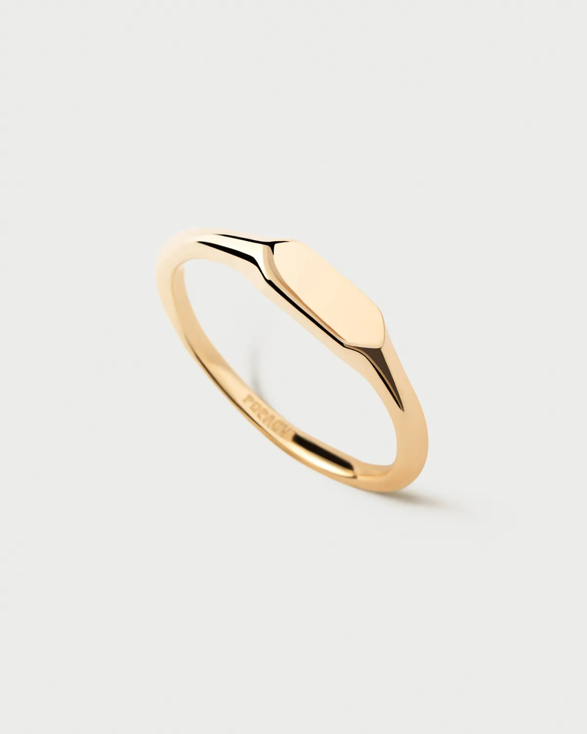 PDPAOLA Hexagon mini bague chevalière plaqué or