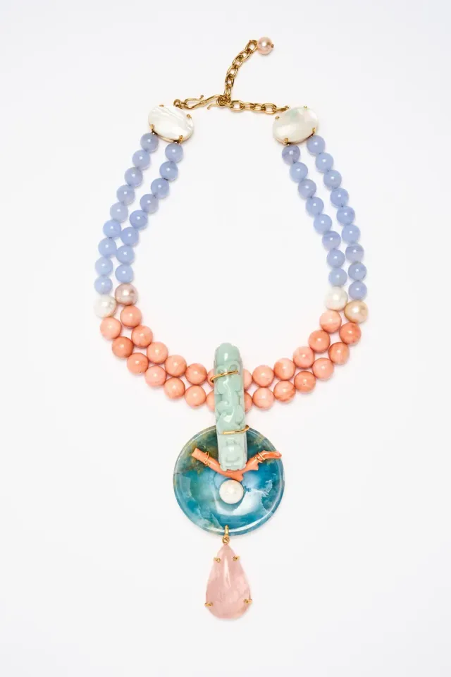 Philippe Ferrandis Pièces Uniques Collier 2 Rangs Quartz Corail