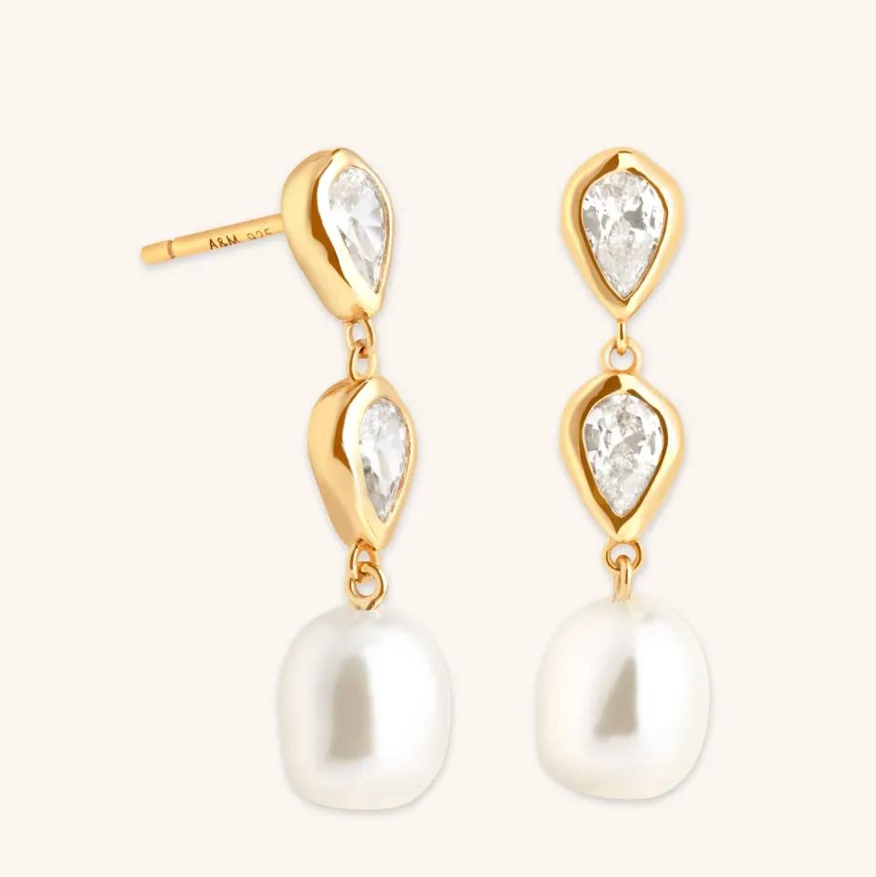Astrid & Miyu Pearl Crystal Drop Studs boucles d'oreilles perle