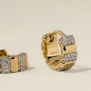 Astrid & Miyu Crystal Ridged créoles plaqué or strass