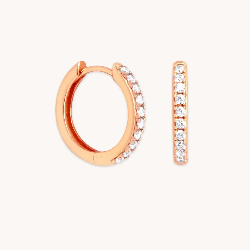 Astrid & Miyu Essential Crystal Small Hoops créoles or rose