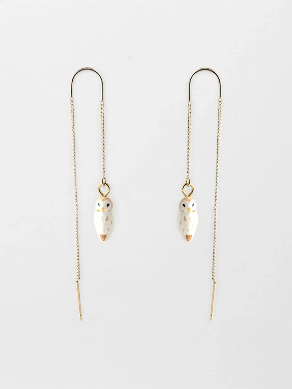 Nach Bijoux chouette blanche boucles d’oreilles porcelaine 6 cm