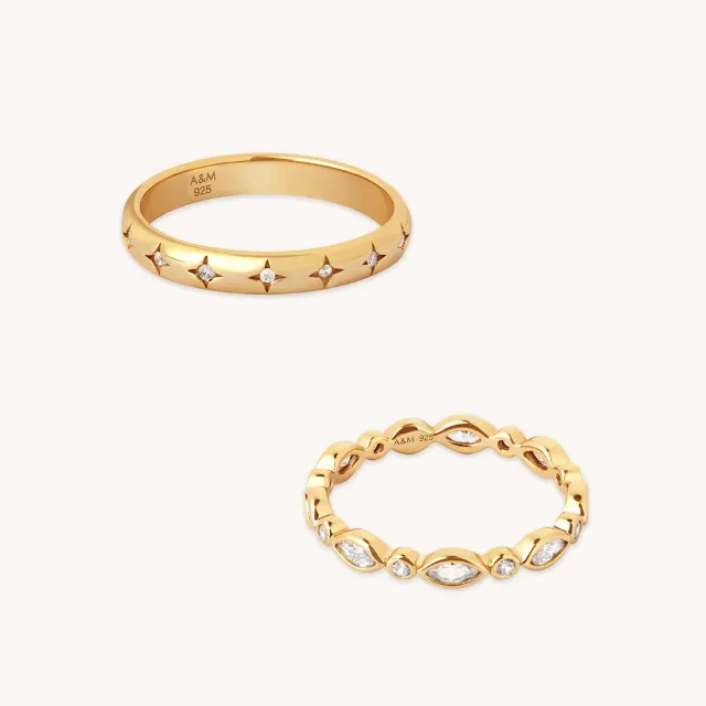 Astrid & Miyu Crystal Band set bagues cristal doré