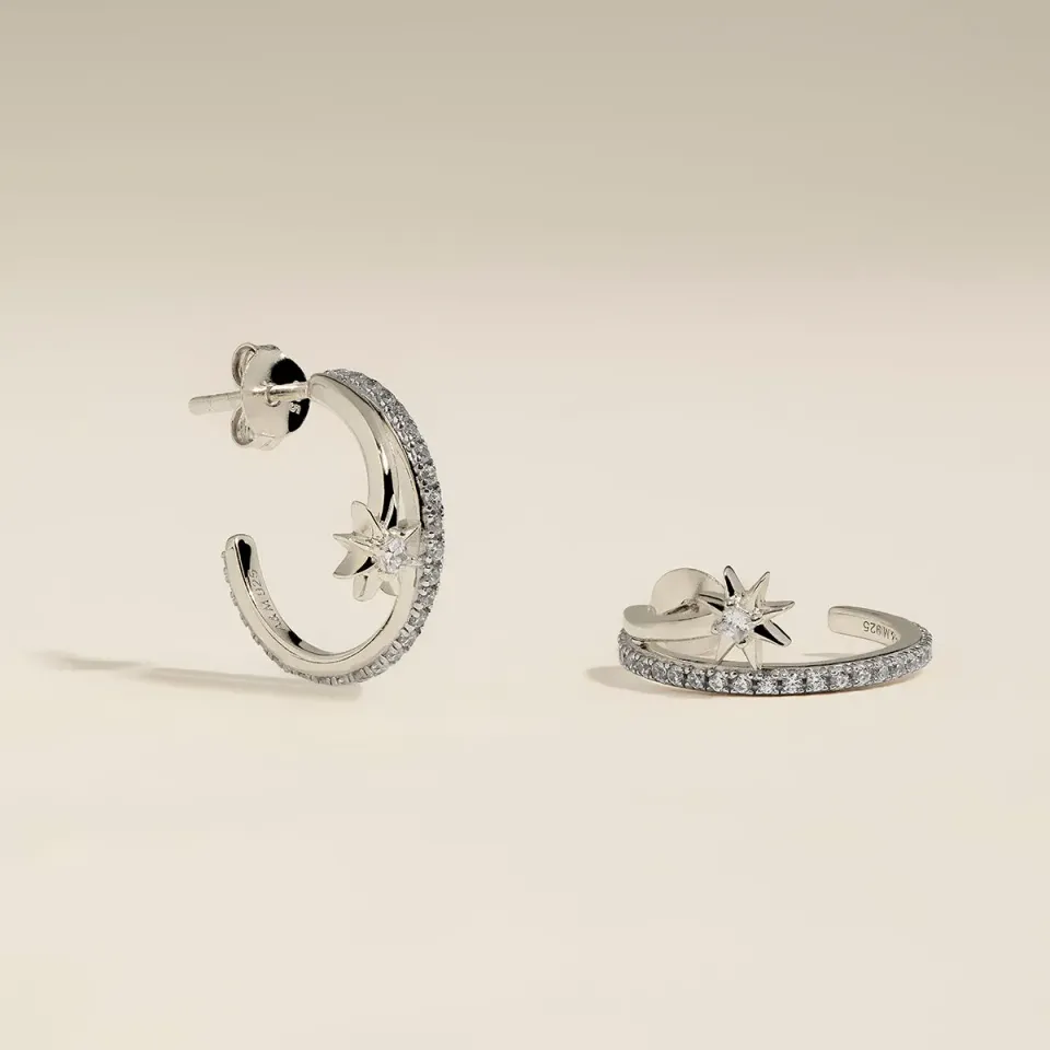 Astrid & Miyu Cosmic Illusion créoles argent strass