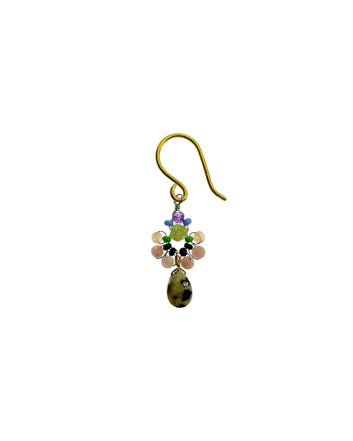 Le Fourbi de Capucine P23 boucles d'oreilles laiton doré jaspe